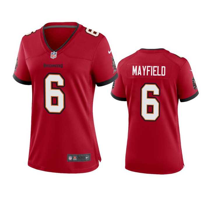 Womens Tampa Bay Buccanee #6 Baker Mayfield Red Stitched Game Jersey(Run Small) Dzhi->women nfl jersey->Women Jersey